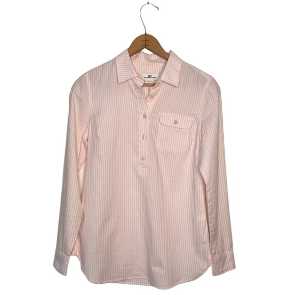 Vineyard Vines Tops - Vineyard Vines | Pink And White Striped Popover Shirt